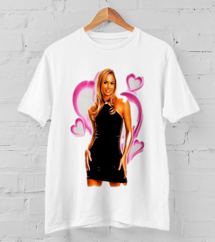 WWE Stacy Keibler Pink Hearts Glamorous Pose T-Shirt