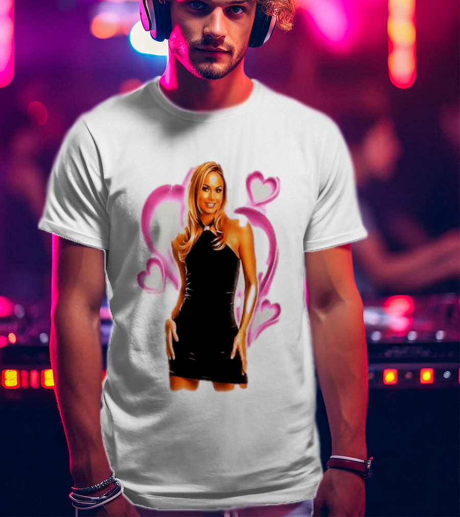 WWE Stacy Keibler Pink Hearts Glamorous Pose T-Shirt