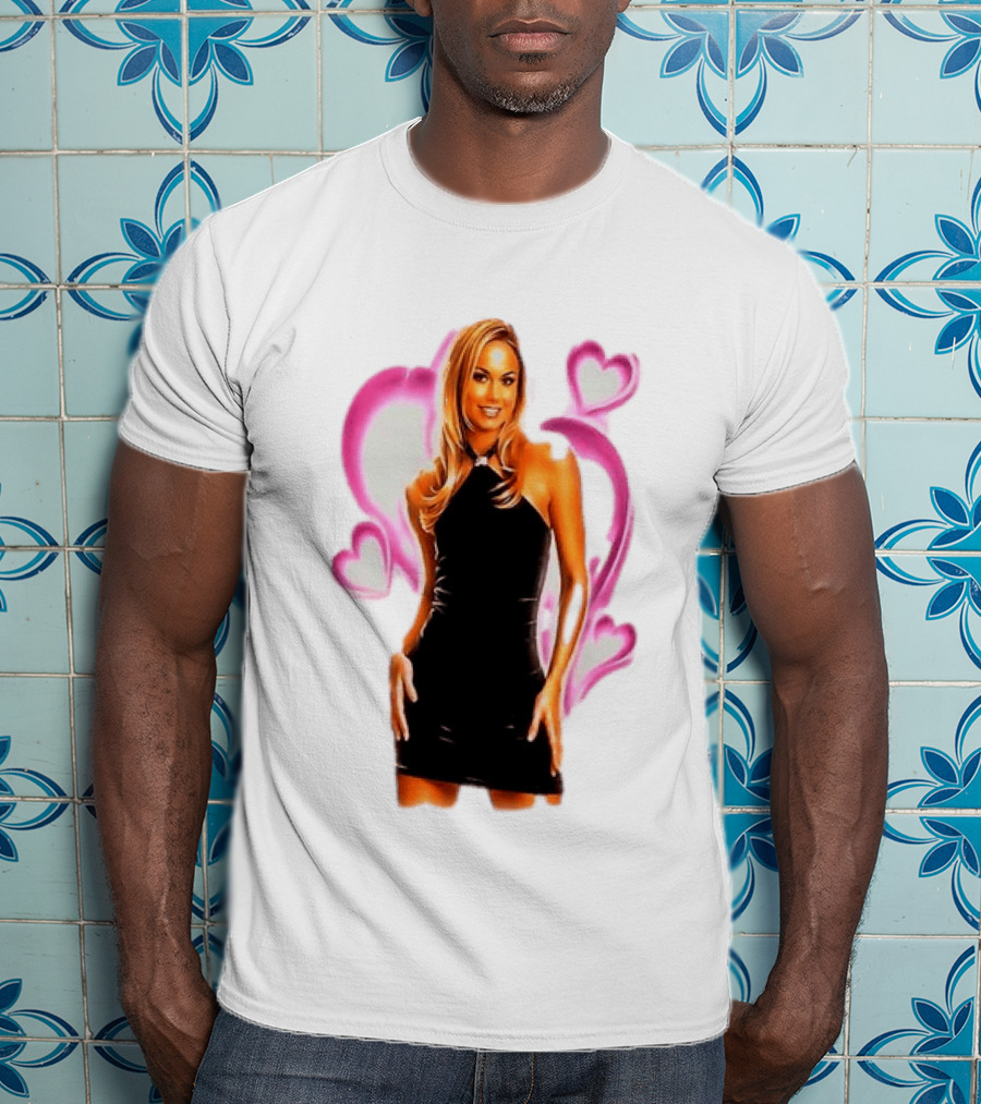 WWE Stacy Keibler Pink Hearts Glamorous Pose T-Shirt