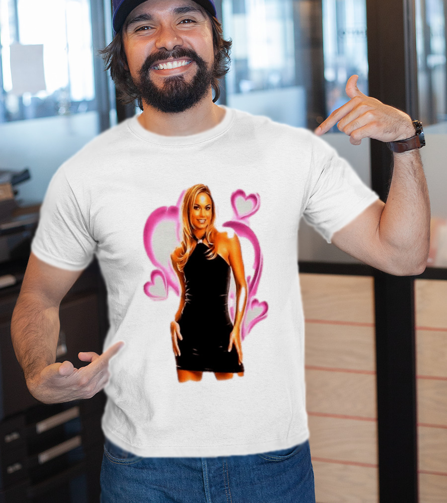 WWE Stacy Keibler Pink Hearts Glamorous Pose T-Shirt