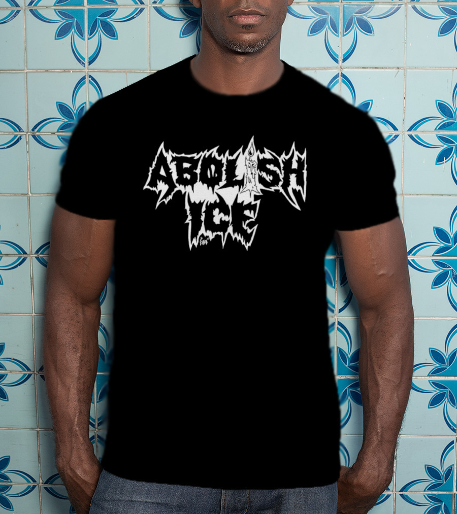 Abolish Ice Metal Font Spiky T-Shirt