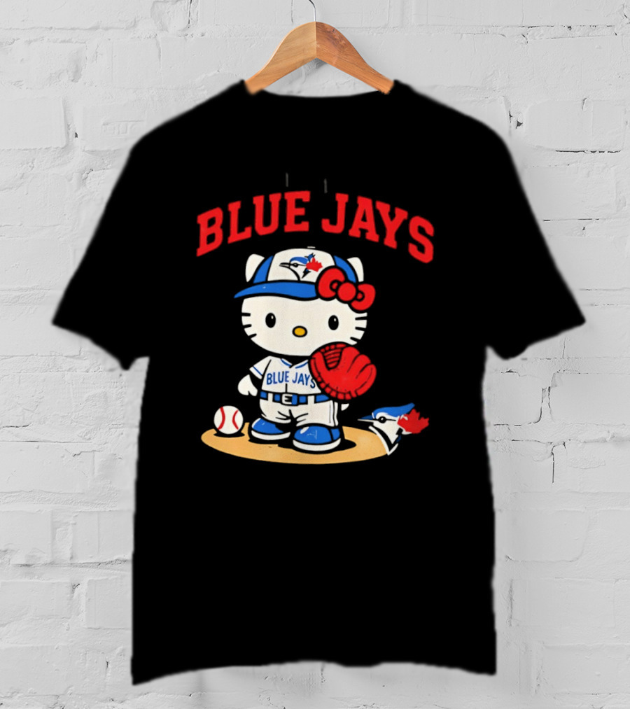 Hello Kitty Toronto Blue Jays Collaboration Baseball Cute Character Merchandise T-Shirt