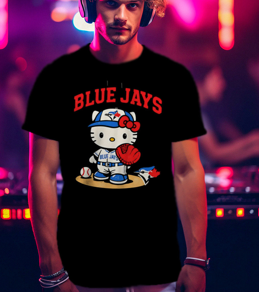 Hello Kitty Toronto Blue Jays Collaboration Baseball Cute Character Merchandise T-Shirt