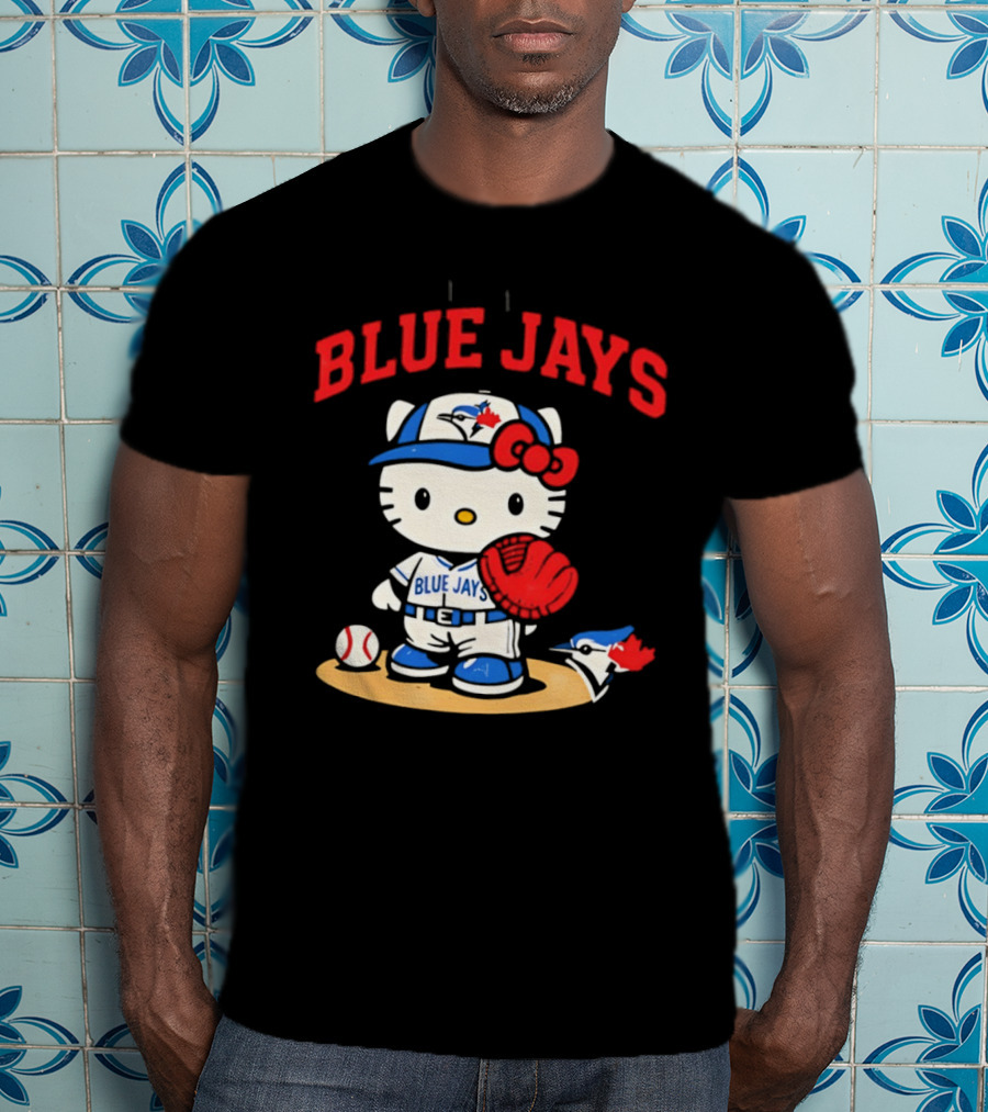 Hello Kitty Toronto Blue Jays Collaboration Baseball Cute Character Merchandise T-Shirt