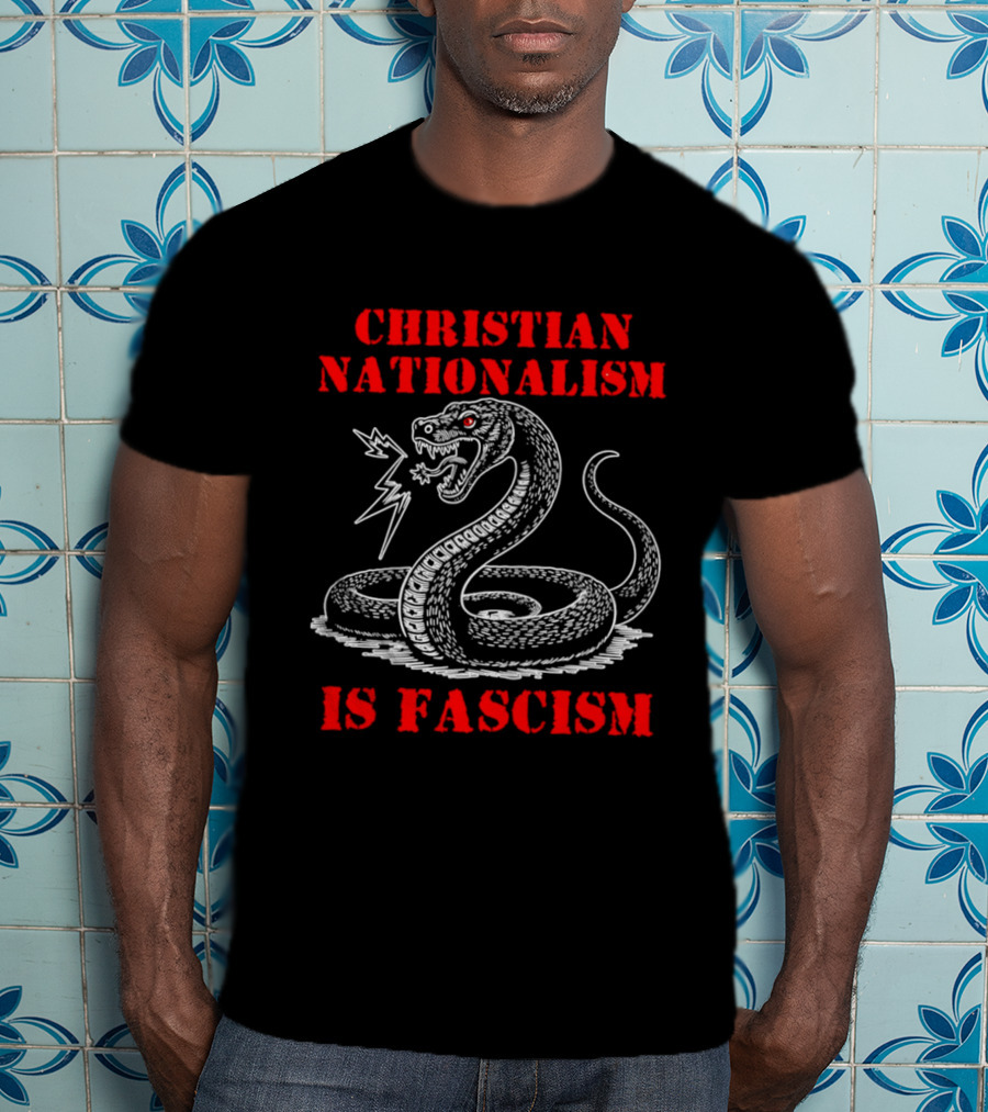 Christian Nationalism Is Fascism Snake With Lightning Bolt T-Shirt