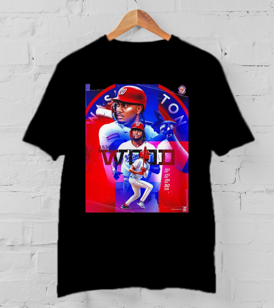 James Wood Washington Nationals .272 AVG .398 OBP 30 HR Collage T-Shirt