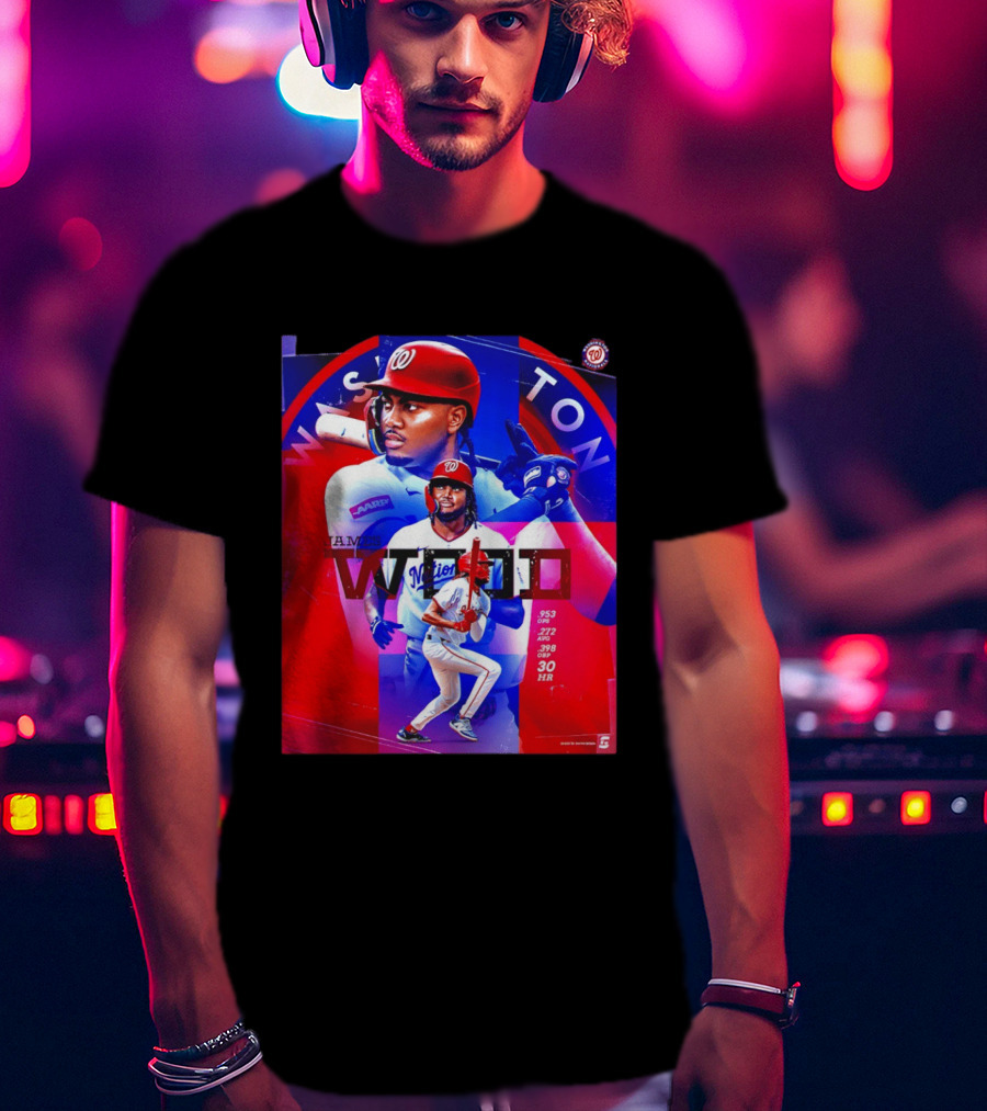 James Wood Washington Nationals .272 AVG .398 OBP 30 HR Collage T-Shirt