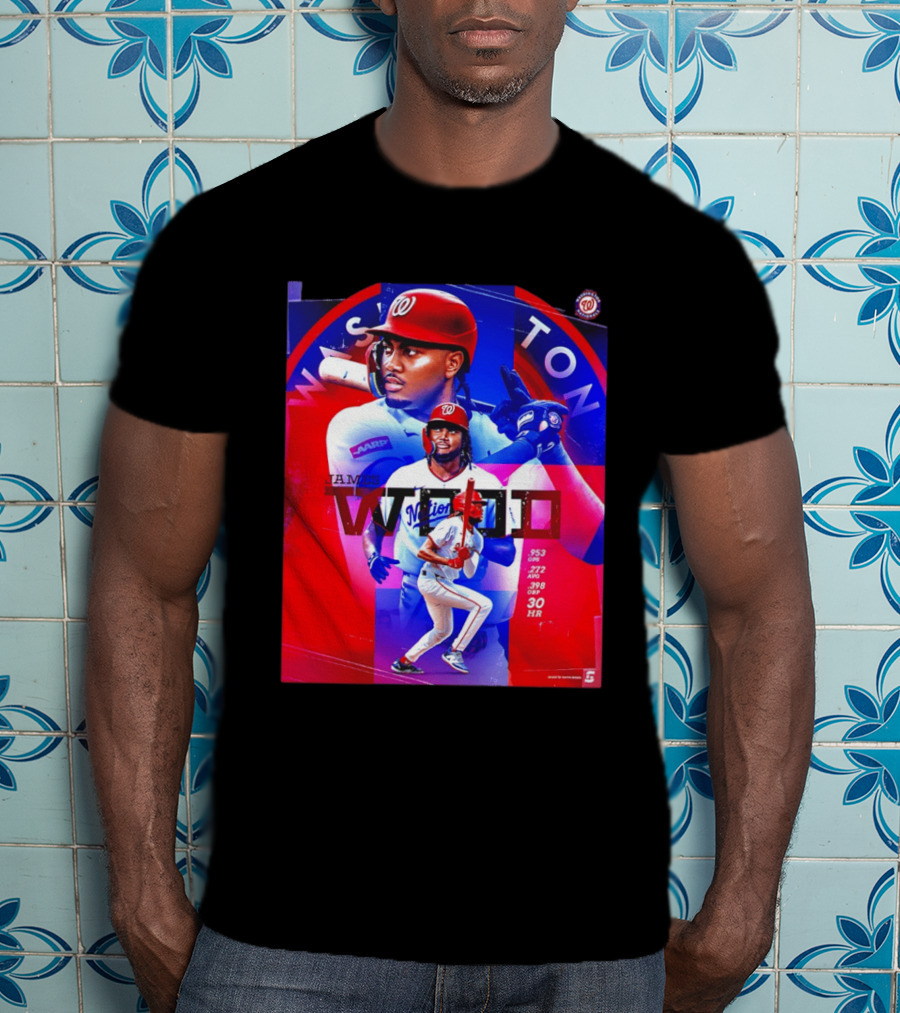 James Wood Washington Nationals .272 AVG .398 OBP 30 HR Collage T-Shirt