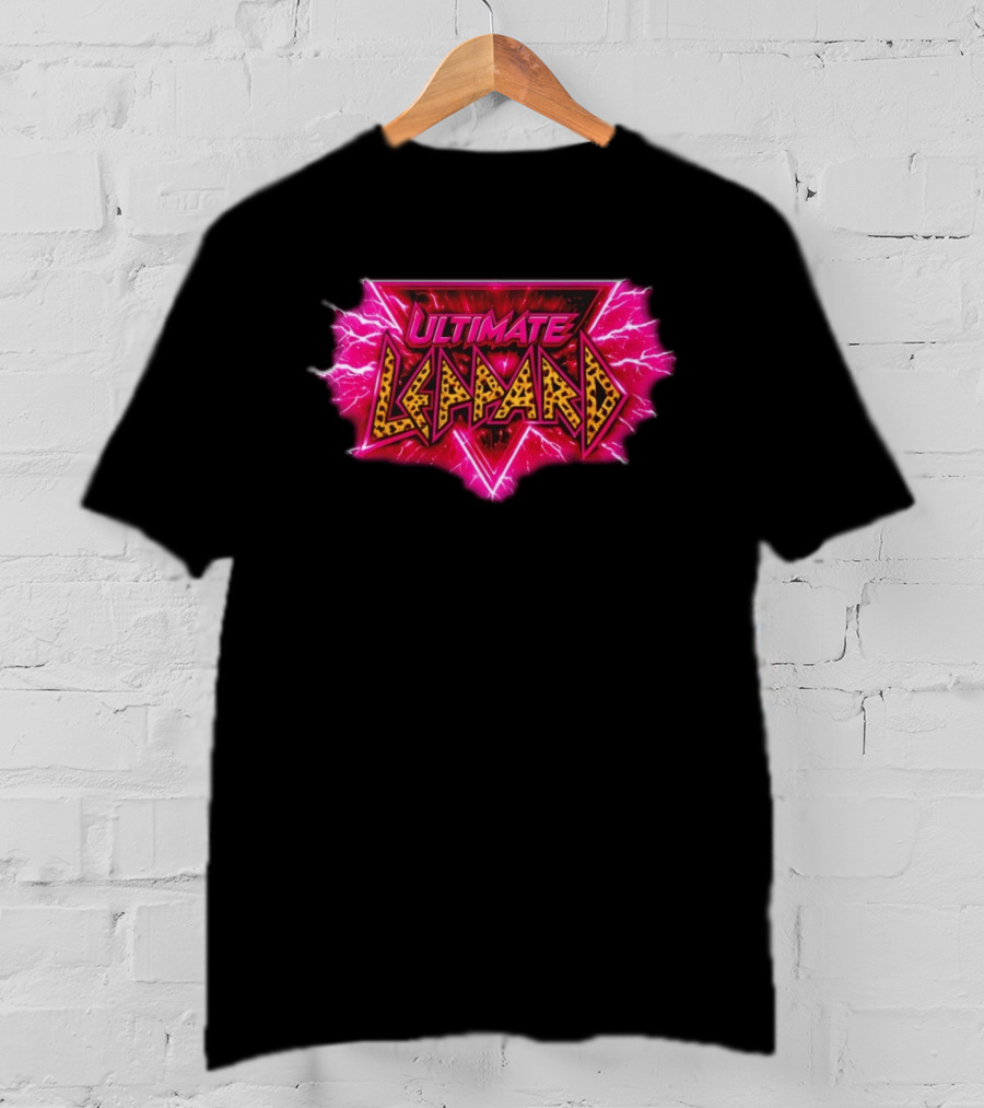 Def Leppard Ultimate Leppard Pink Lightning Leopard Print T-Shirt