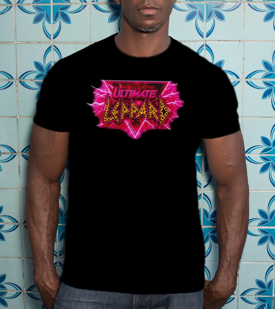 Def Leppard Ultimate Leppard Pink Lightning Leopard Print T-Shirt