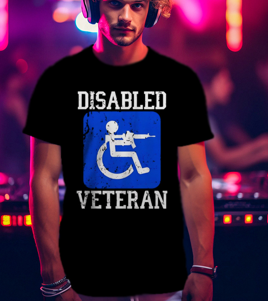 Disabled Veteran Armed Forces Distressed Military T-Shirt