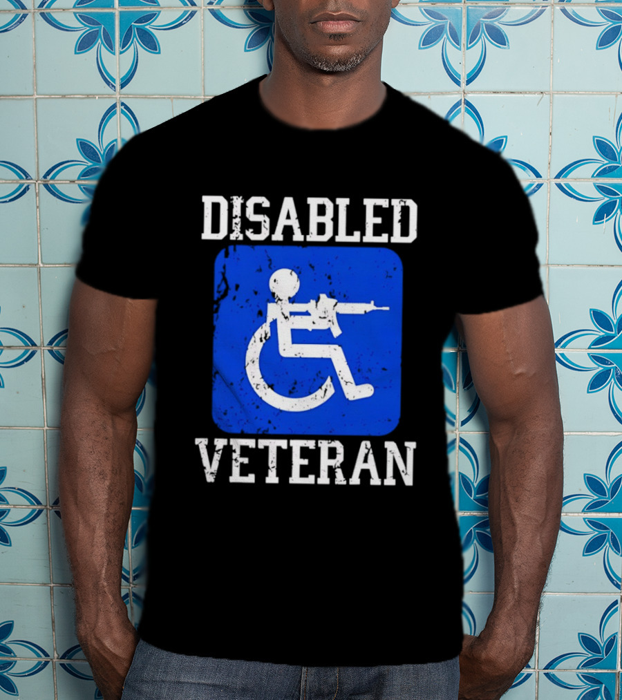 Disabled Veteran Armed Forces Distressed Military T-Shirt