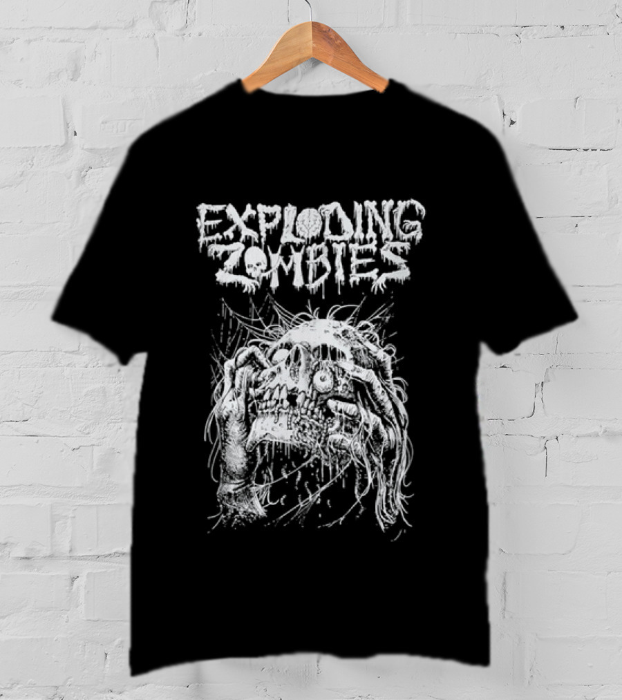 Exploding Zombies Horror Dripping Text Grunge Monster T-Shirt