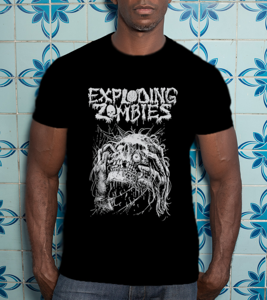 Exploding Zombies Horror Dripping Text Grunge Monster T-Shirt