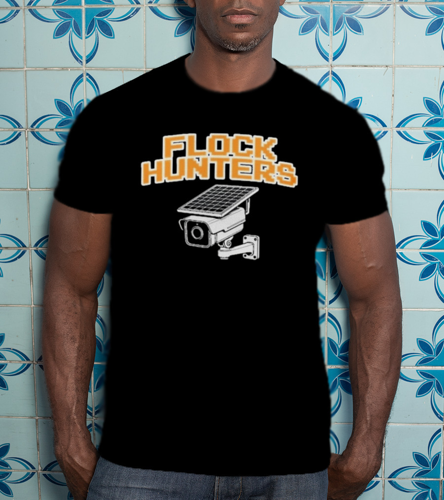 Flock Hunters Drinkin Bros Surveillance Camera Solar Panel T-Shirt