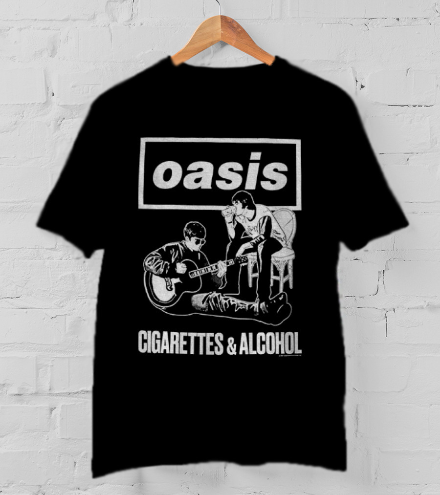 Oasis Noel And Liam Gallagher Cigarettes And Alcohol Mono T-Shirt