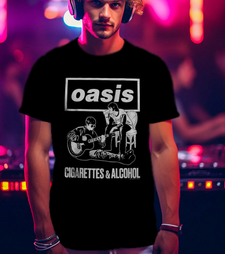 Oasis Noel And Liam Gallagher Cigarettes And Alcohol Mono T-Shirt