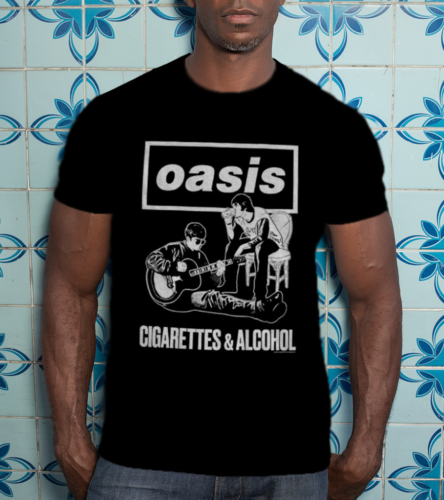 Oasis Noel And Liam Gallagher Cigarettes And Alcohol Mono T-Shirt