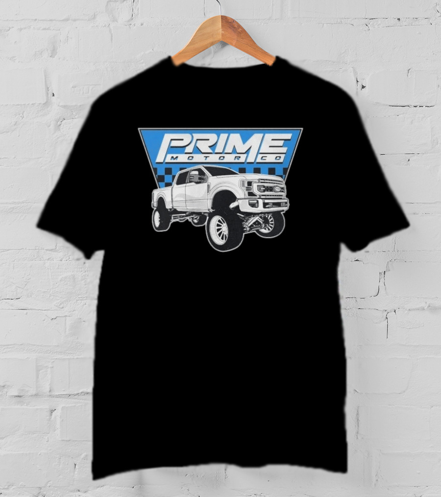Prime Motor Co Lifted Truck Checkered Triangle T-Shirt