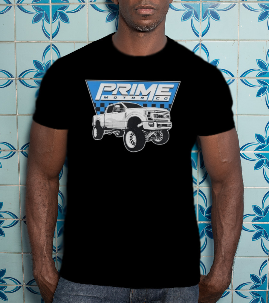 Prime Motor Co Lifted Truck Checkered Triangle T-Shirt