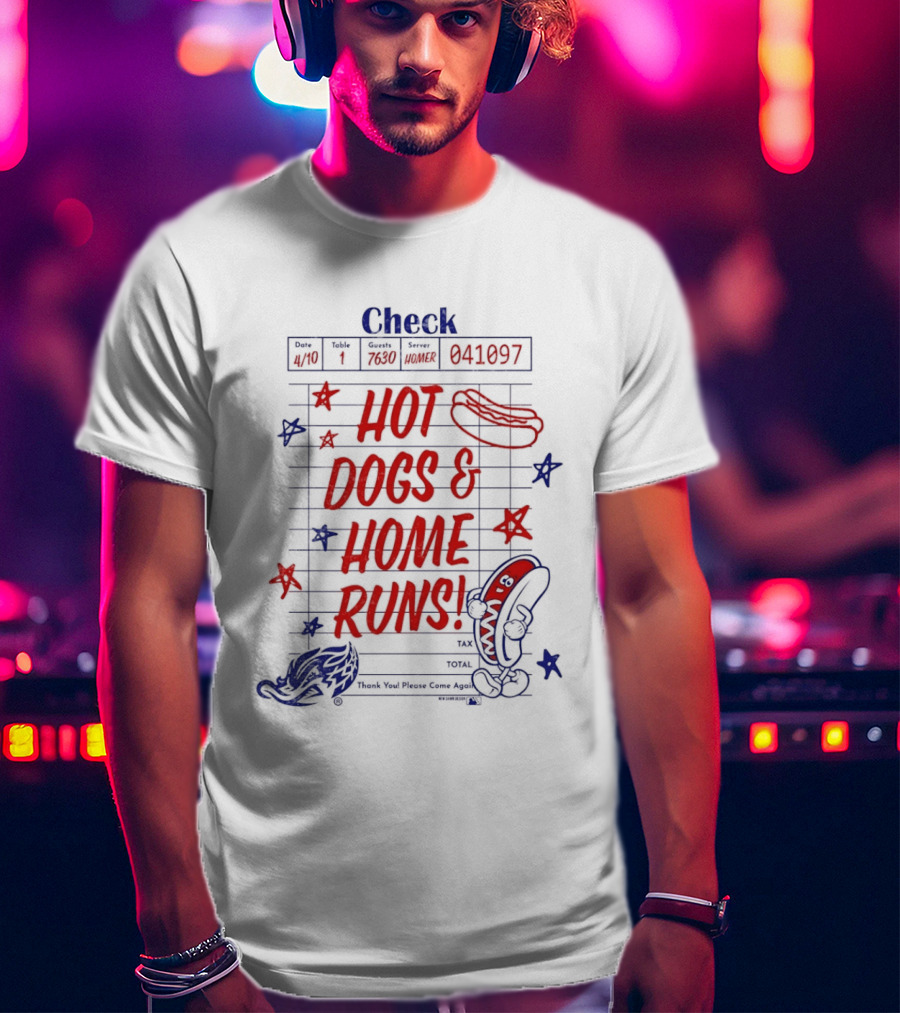 Akron RubberDucks Hot Dogs & Home Runs Restaurant Check T-Shirt