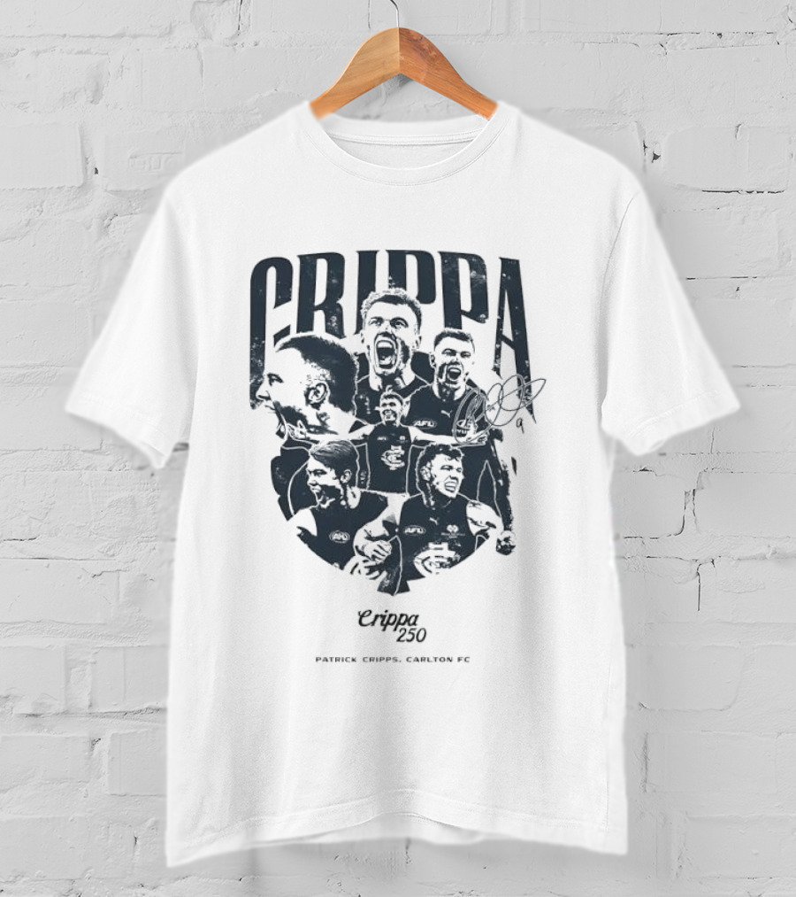 Crippa 250 Patrick Cripps Carlton FC Celebratory Milestone T-Shirt