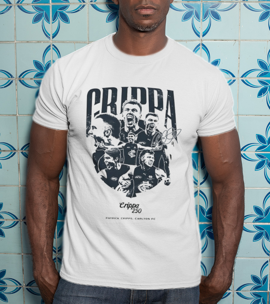 Crippa 250 Patrick Cripps Carlton FC Celebratory Milestone T-Shirt