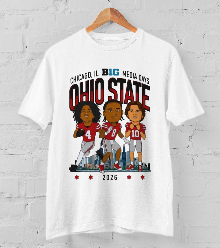Ohio State Buckeyes Chicago IL B1G Media Days 2026 Caricatures T-Shirt