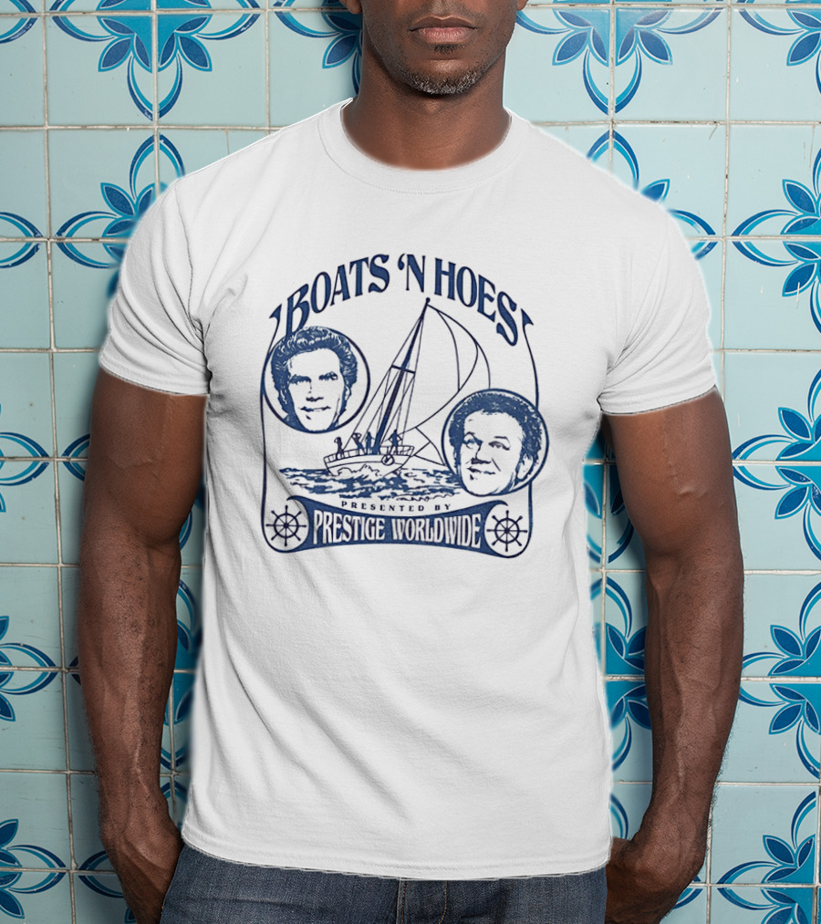 Boats 'N Hoes Presented By Prestige Worldwide Step Brothers Faces Sailboat T-Shirt