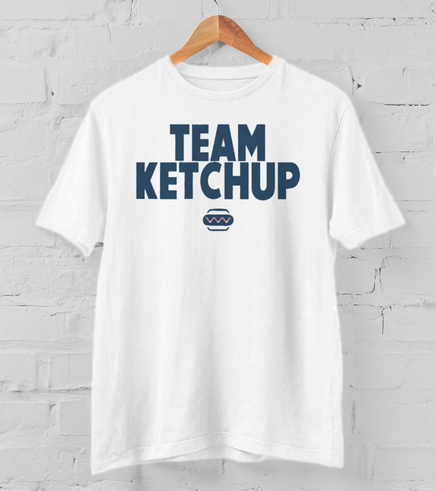 Team Ketchup Hot Dog Wavy Line T-Shirt