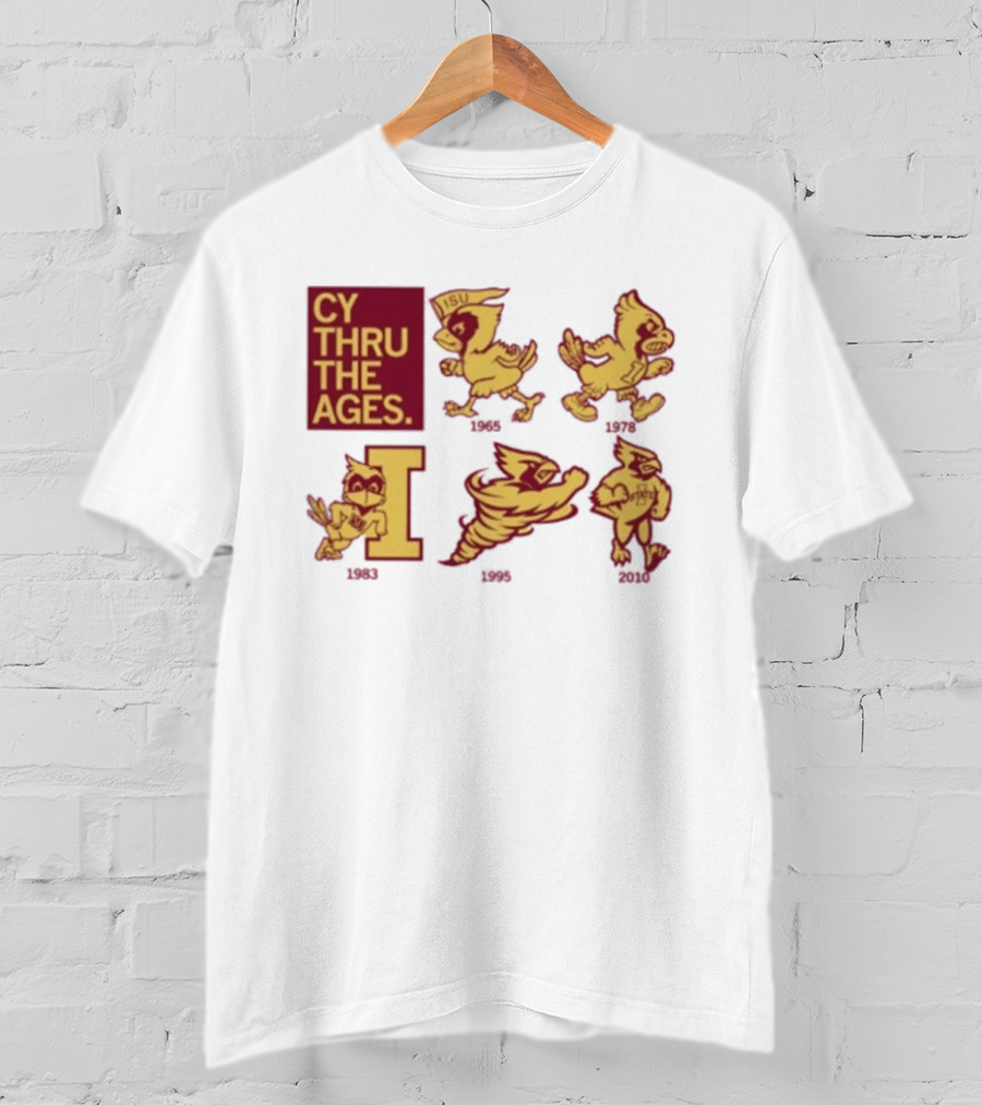 Iowa State Cyclones CY Thru The Ages Mascot Evolution Logos 1954 1972 1995 2008 T-Shirt