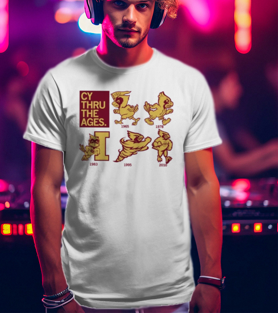 Iowa State Cyclones CY Thru The Ages Mascot Evolution Logos 1954 1972 1995 2008 T-Shirt