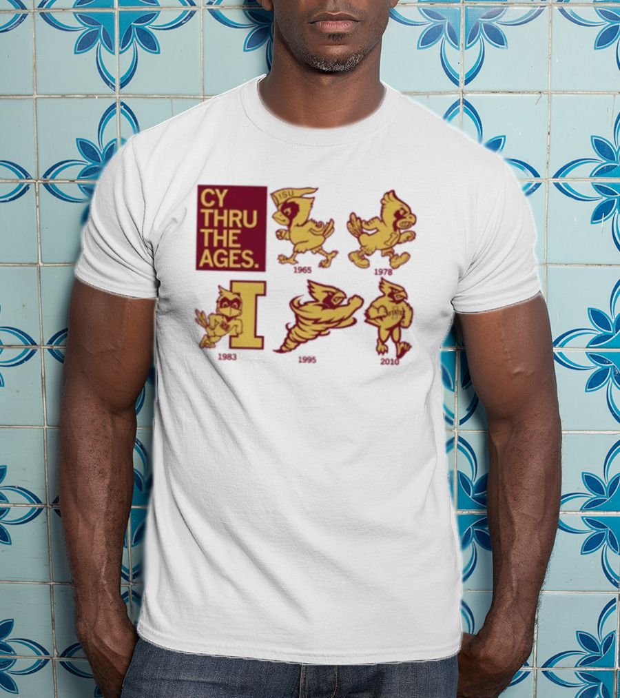 Iowa State Cyclones CY Thru The Ages Mascot Evolution Logos 1954 1972 1995 2008 T-Shirt