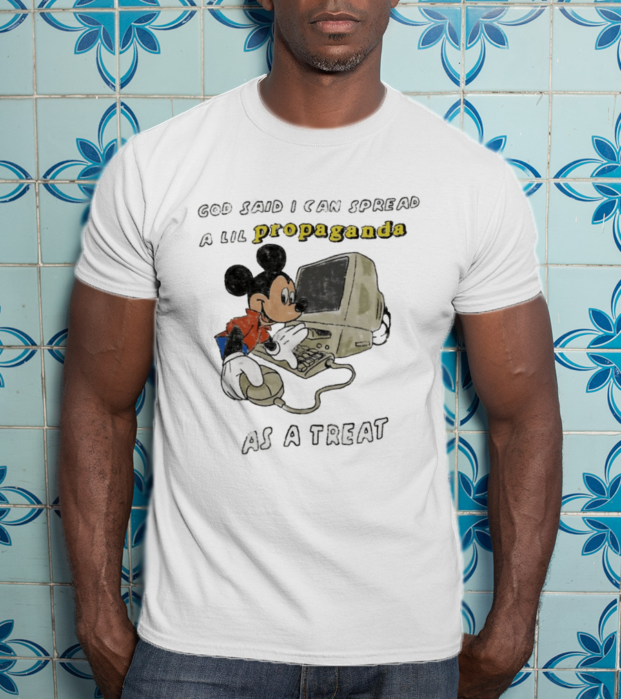 God Said I Can Spread A Lil Propaganda As A Treat Mickey Mouse Vintage Computer T-Shirt