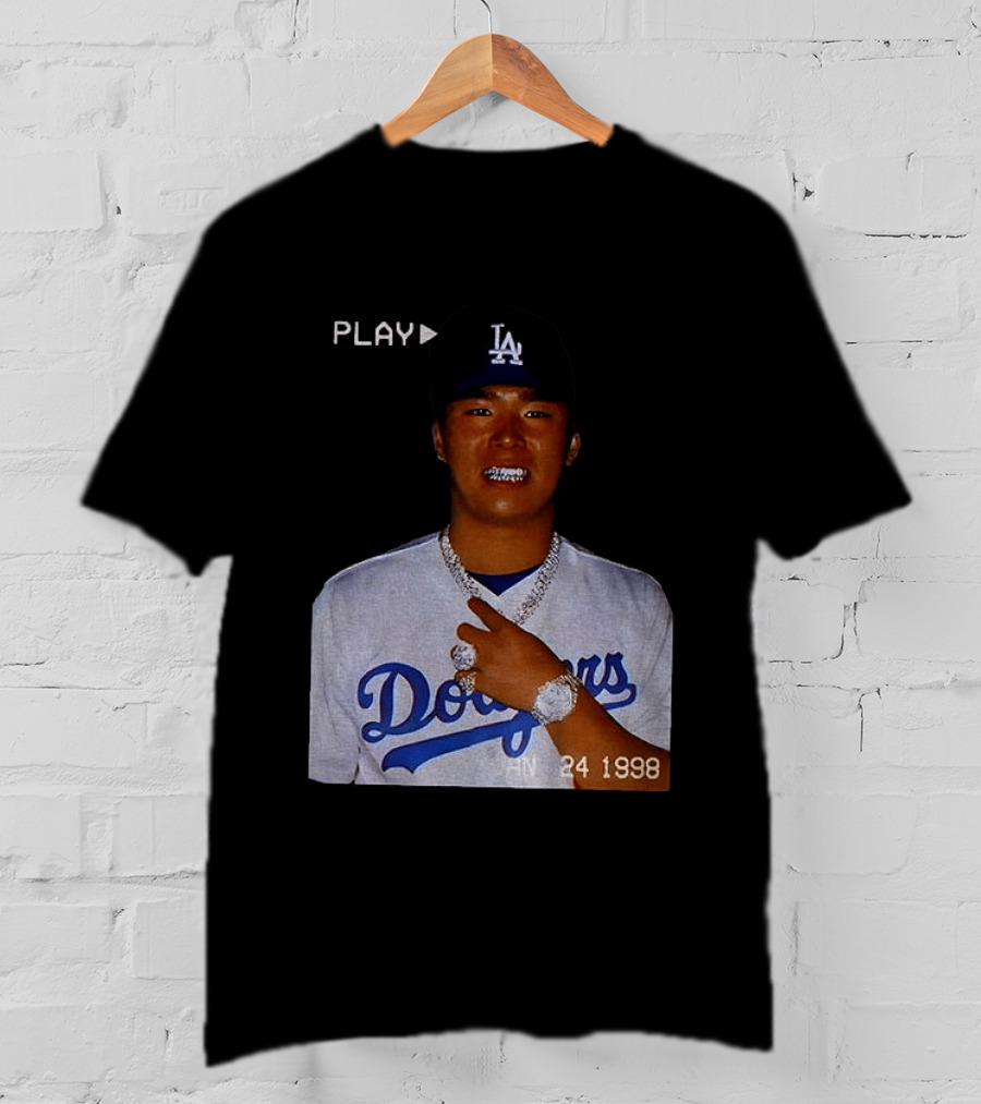 90s Yoshinobu Yamamoto Bootleg Rap Dodgers LA Jan 24 1998 T-Shirt