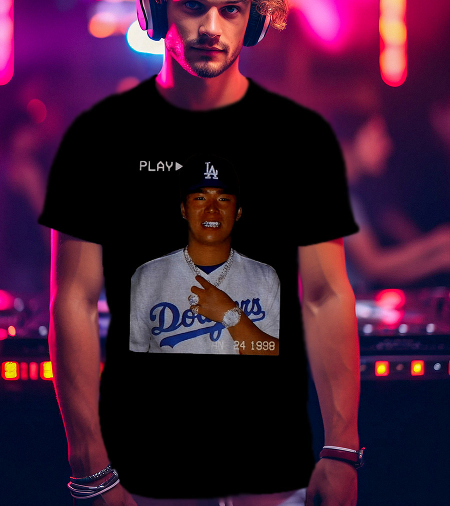 90s Yoshinobu Yamamoto Bootleg Rap Dodgers LA Jan 24 1998 T-Shirt
