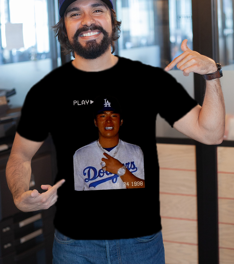 90s Yoshinobu Yamamoto Bootleg Rap Dodgers LA Jan 24 1998 T-Shirt