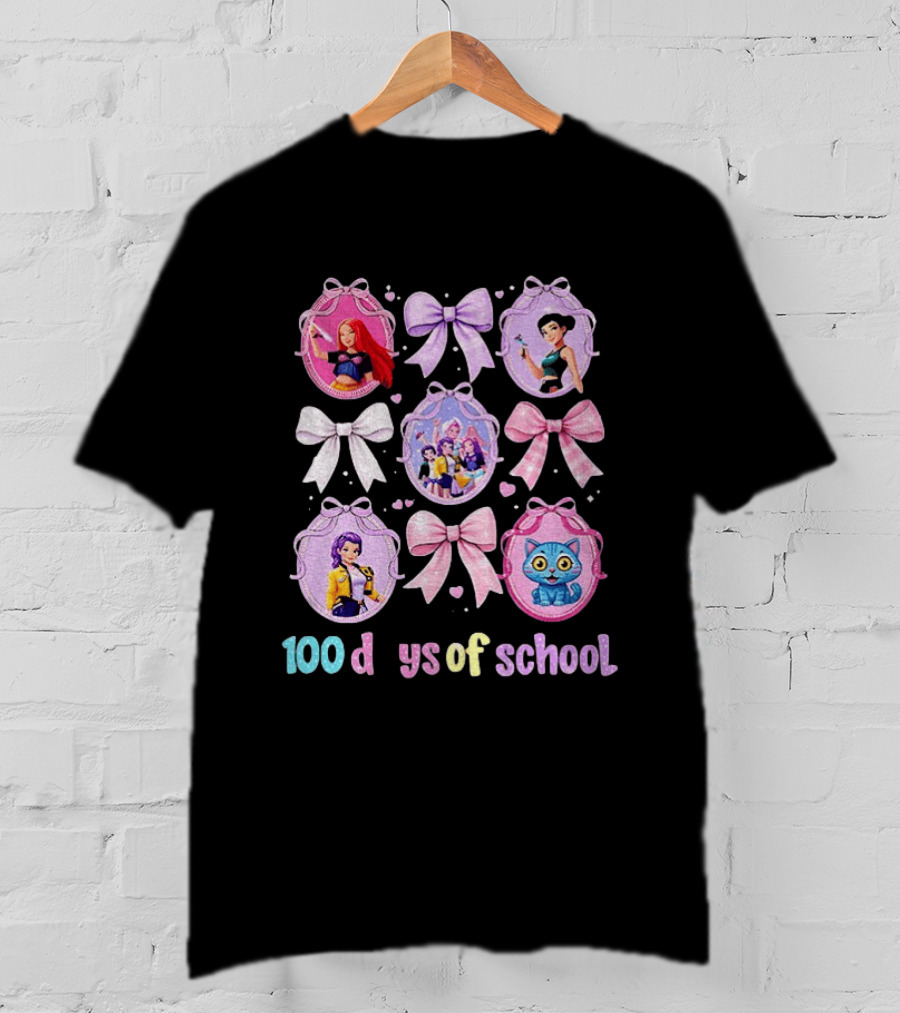 100 Days Of School Girls Bands Hunter Saja Bows And Characters T-Shirt