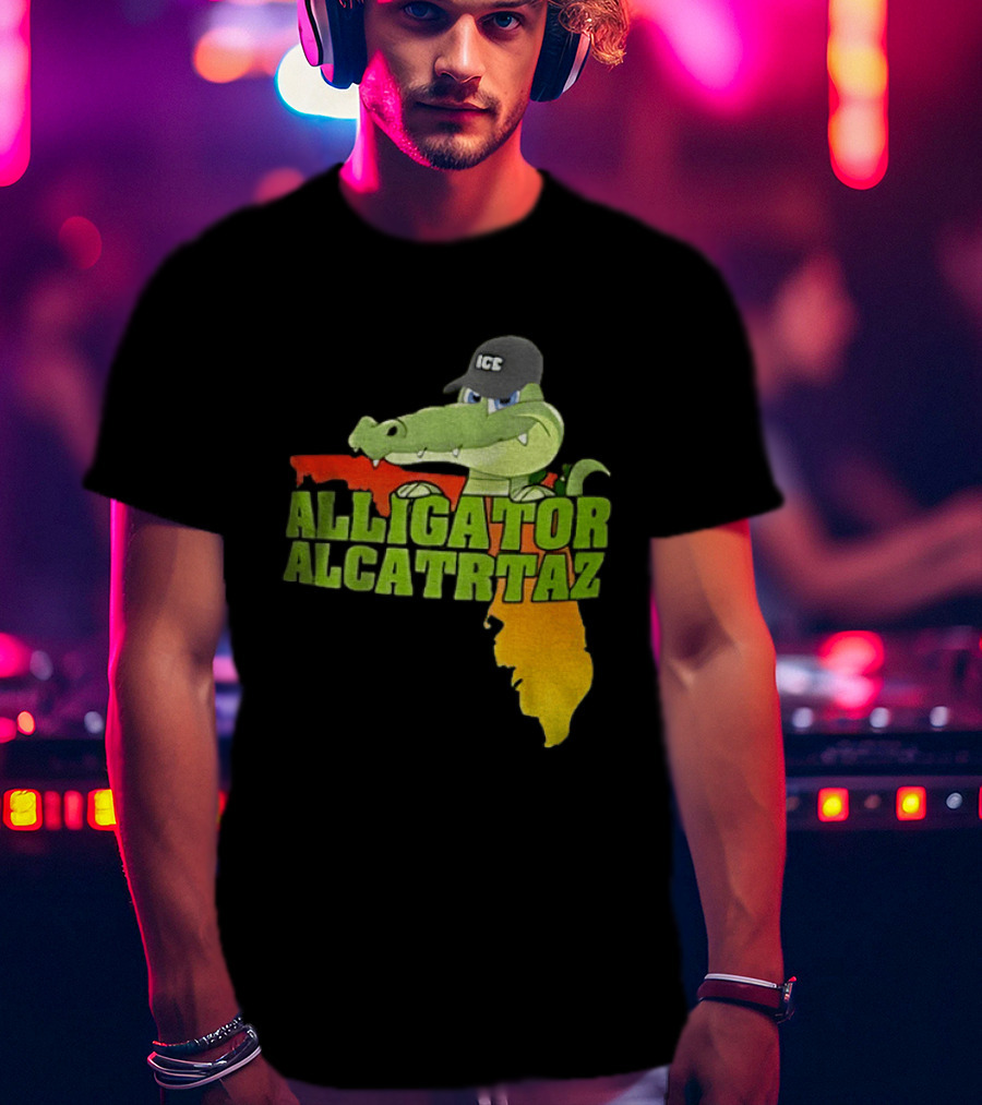 Alligator Alcatraz ICC Ice Cap Florida Map T-Shirt