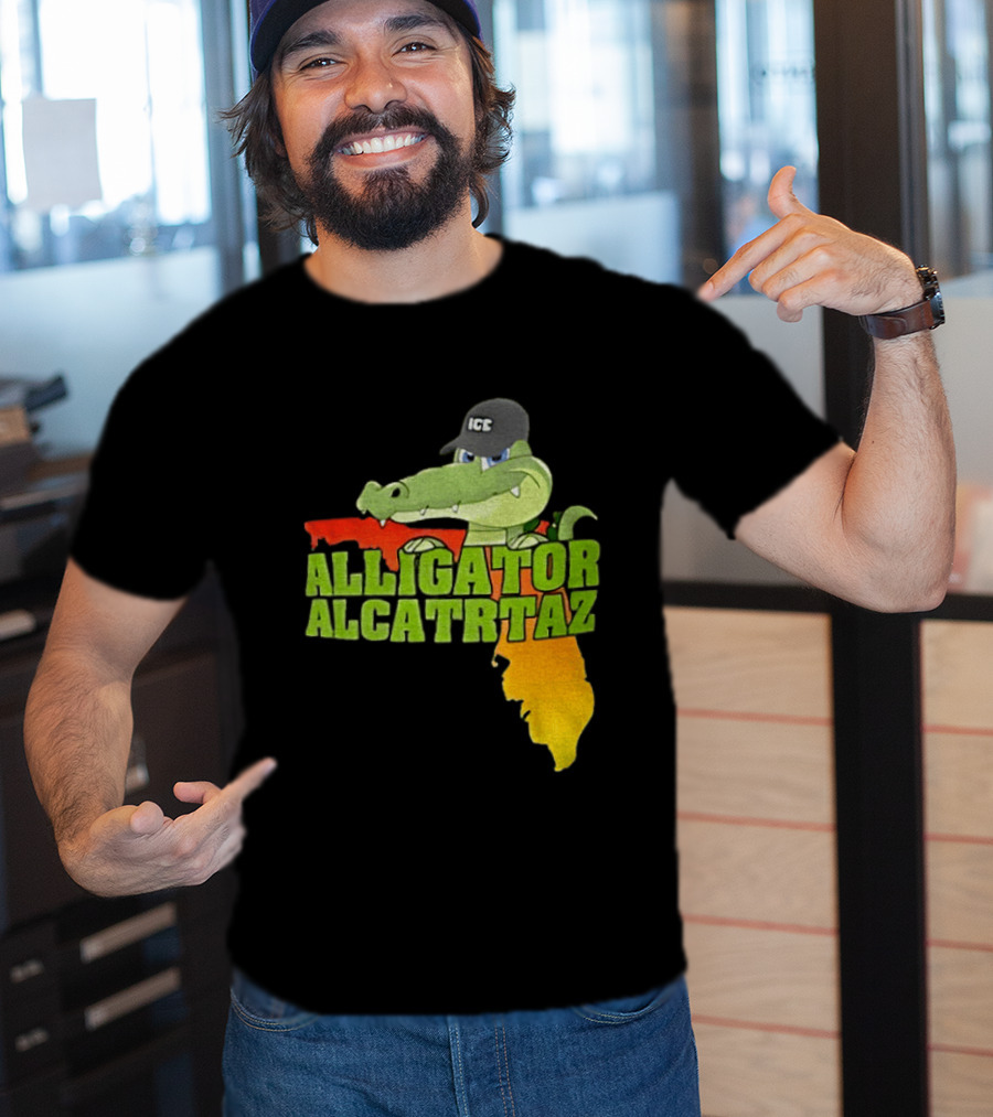 Alligator Alcatraz ICC Ice Cap Florida Map T-Shirt