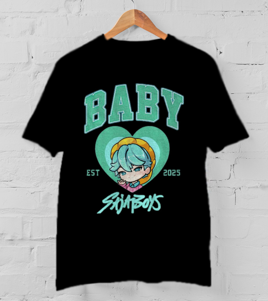 Baby Saja Boys Kpop Demon Hunters Est 2025 Anime Character Heart T-Shirt