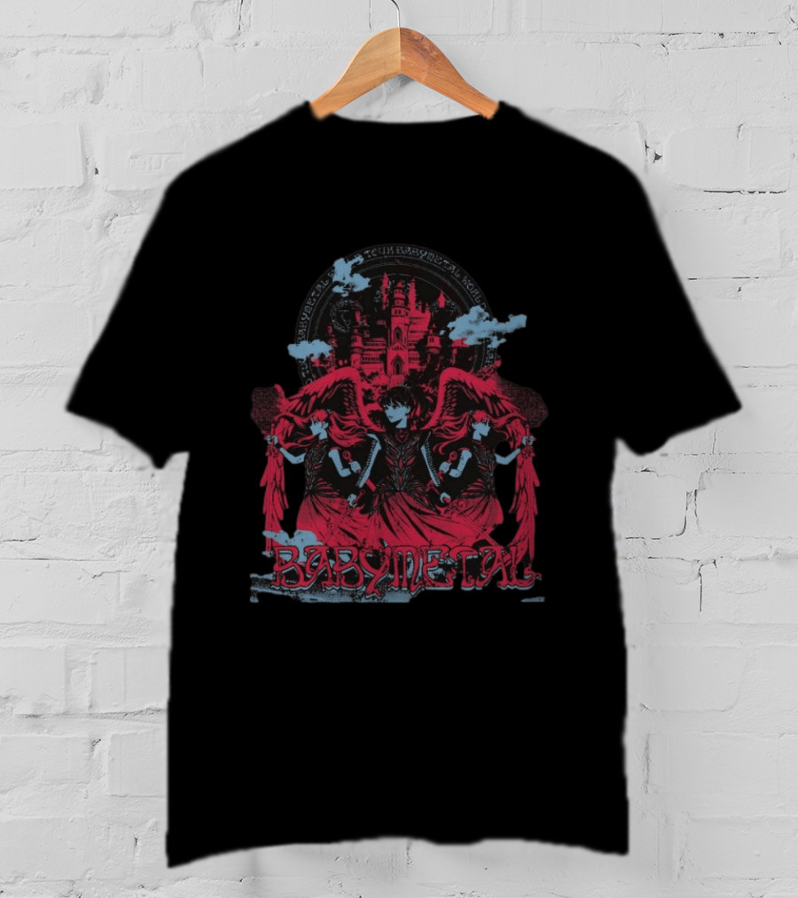 Babymetal Kingslayer Team Babymetal Corps Red Gothic Angels And Castle T-Shirt