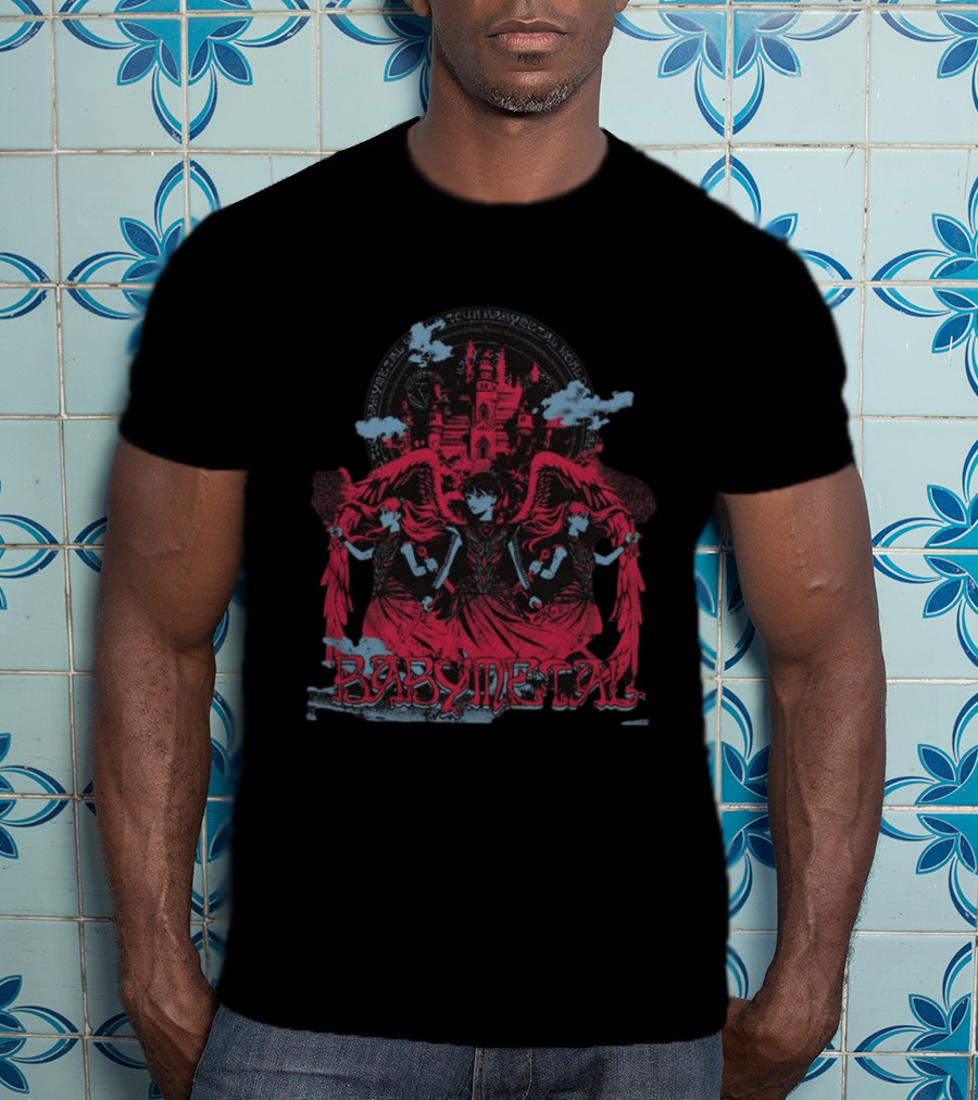 Babymetal Kingslayer Team Babymetal Corps Red Gothic Angels And Castle T-Shirt
