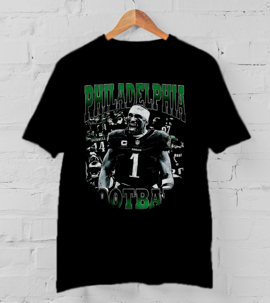 Philadelphia Eagles Football Jalen Hurts Shout Loudly Number 1 T-Shirt