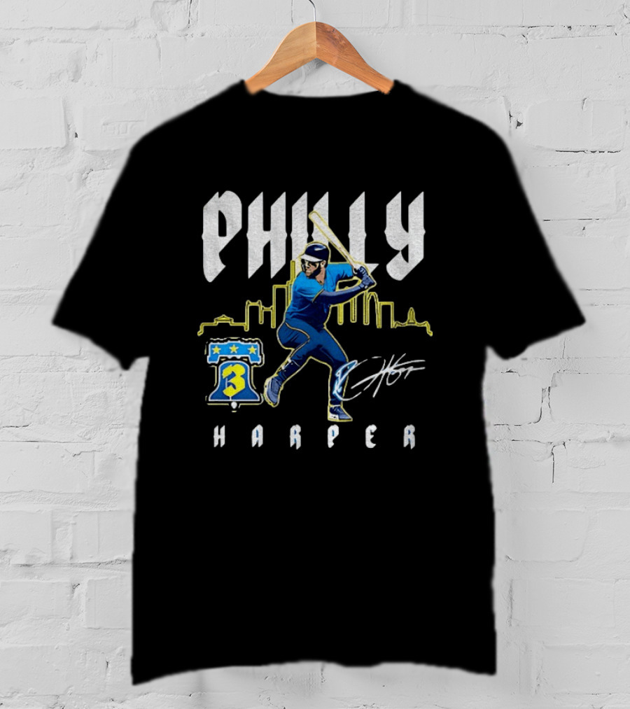 Philly Harper Bryce Philadelphia Phillies City Connect Player MLB Skyline T-Shirt