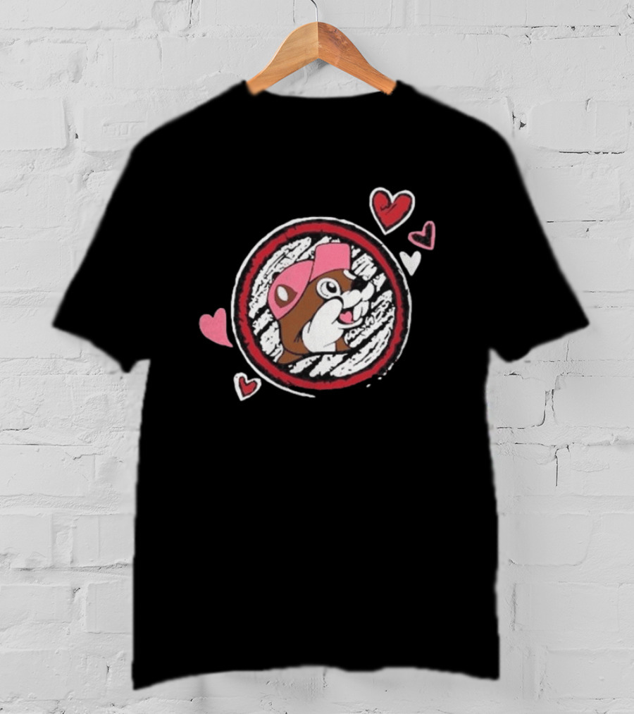 Buc Ee's Valentine's Beaver With Hearts And Cap T-Shirt