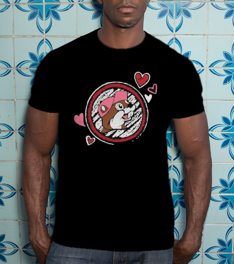 Buc Ee's Valentine's Beaver With Hearts And Cap T-Shirt