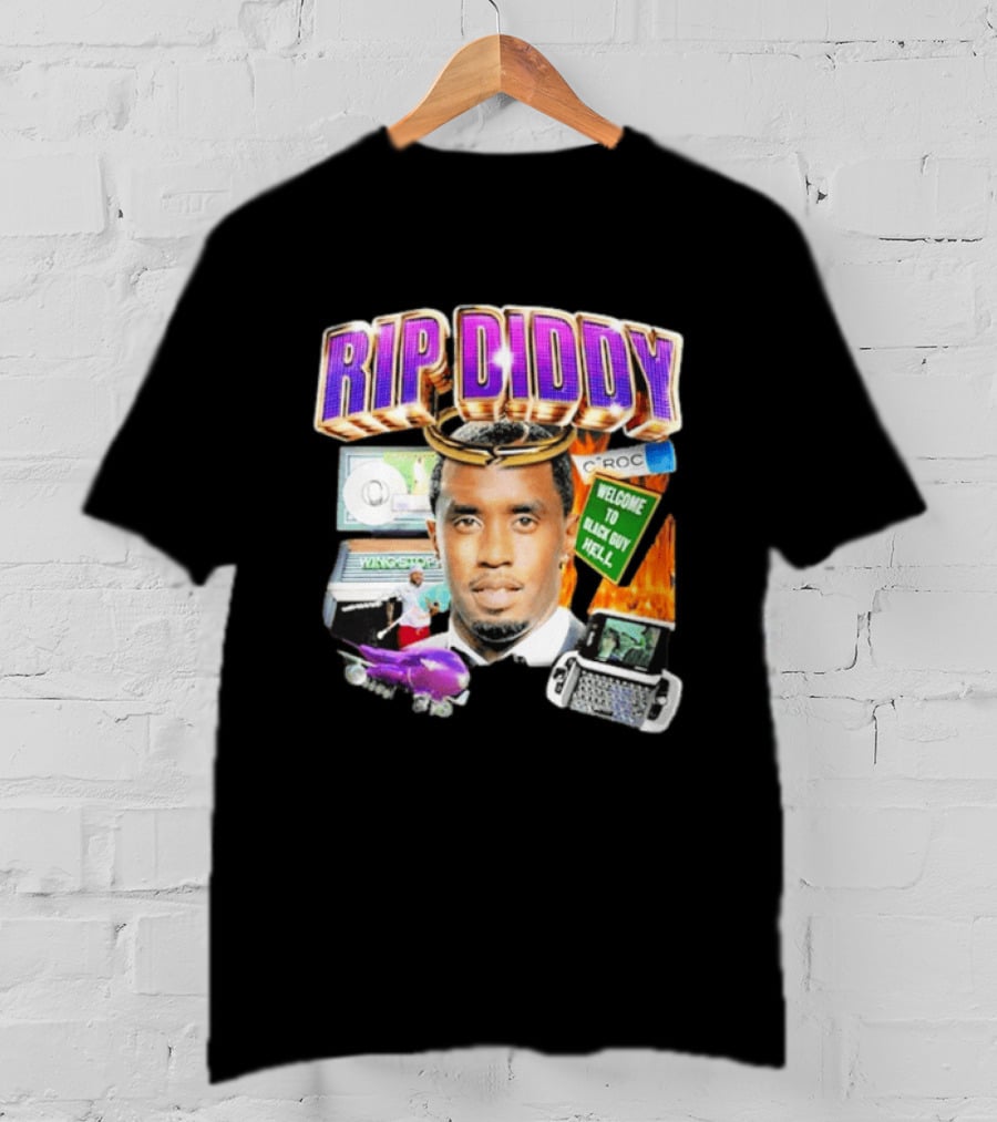 Sam Hyde Rip Diddy Welcome To Black Guy Hell Ciroc Wings 09 Typewriter T-Shirt