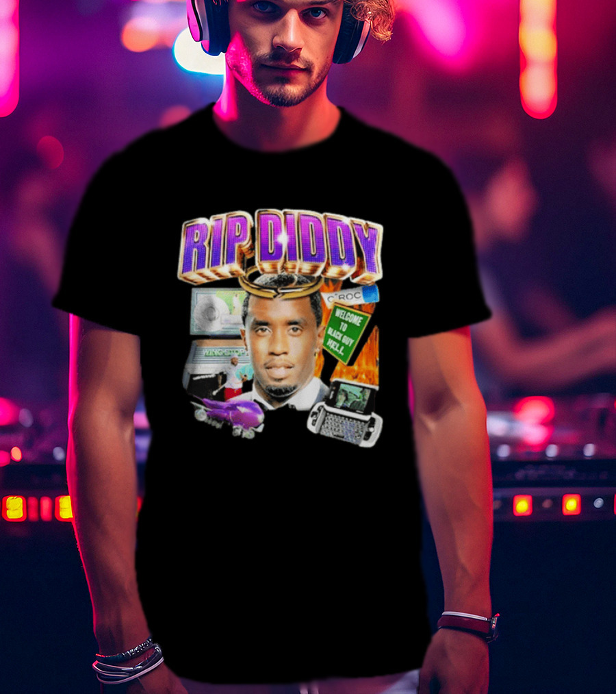 Sam Hyde Rip Diddy Welcome To Black Guy Hell Ciroc Wings 09 Typewriter T-Shirt