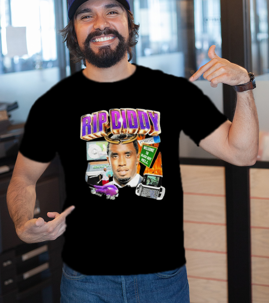 Sam Hyde Rip Diddy Welcome To Black Guy Hell Ciroc Wings 09 Typewriter T-Shirt